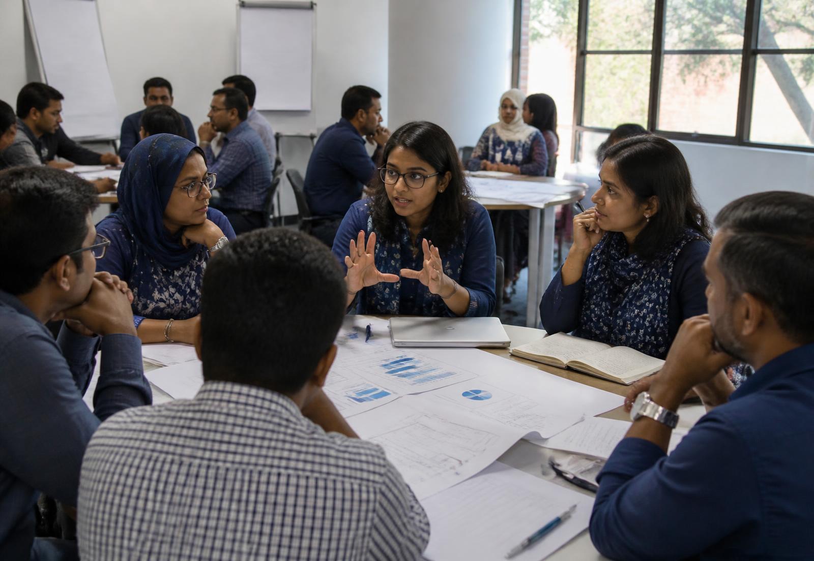 EquiArch researchers facilitating a workshop with partners in Bangladesh